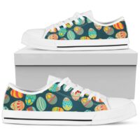 Floral Pattern Print Design White Bottom Low Top Shoes