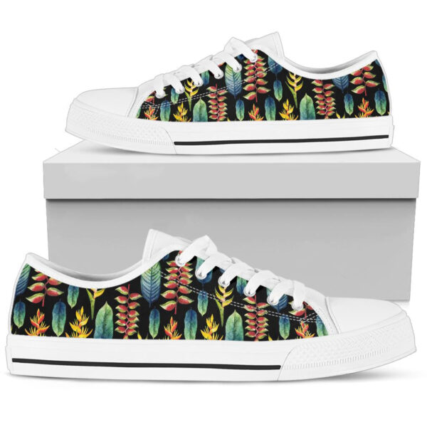 Floral Pattern Print Design White Bottom Low Top Shoes