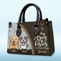 My Pet Is My Therapy – Dog & Cat Personalized Custom Leather Handbag – Gift For Pet Owners, Pet Lovers